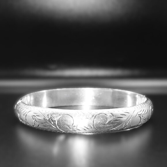 925 Sterling Silver Vintage Intricately Etched Hinged Bangle Bracelet - Picture 12 of 15